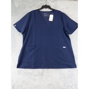 New FIGS Technical Collection Navy Blue Three Pocket Scrub Top XXL